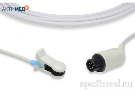 Датчик пульсоксиметрический для подключения пациента к монитору, многоразовый, Bionet, взрослый (более 40кг), тип "ушной",  длина кабеля 3.0м, междун. марк: U910-108