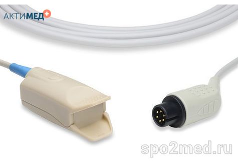 Датчик пульсоксиметрический для подключения пациента к монитору, многоразовый, Bionet, взрослый (более 40кг), тип "клипса",  длина кабеля 3.0м, междун. марк: U410-108