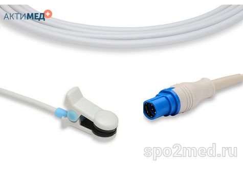 Датчик пульсоксиметрический для подключения пациента к монитору, многоразовый, Draeger, взрослый (более 40кг), тип "ушной",  длина кабеля 3.0м, междун. марк: U910-23