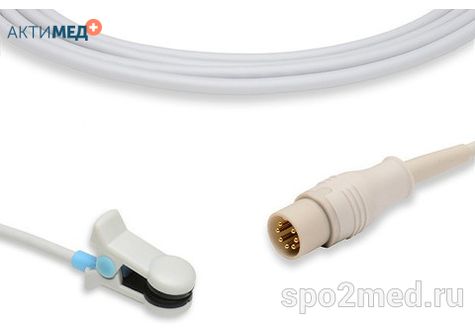 Датчик пульсоксиметрический для подключения пациента к монитору, многоразовый, Schiller, взрослый (более 40кг), тип "ушной",  длина кабеля 3.0м, междун. марк: U910-17M