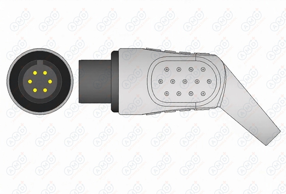 [2340S-I] Кабель пациента ЭКГ, AAMI, трехэлектродный: отведения (I,II,III), кнопочный тип, 2340S-I 1