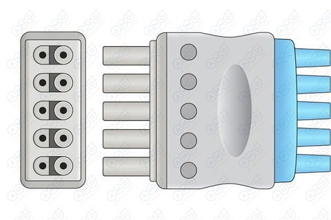 SM5-90S-I Кабель пациента ЭКГ, Draeger Siemens, пятиэлектродный отведения (I,II,III, aVR, aVL), кнопочный тип, SM5-90S-I_02