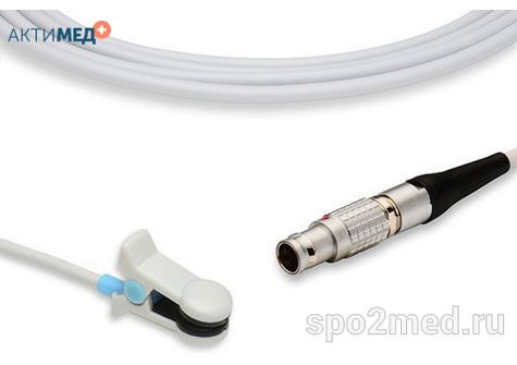 Датчик пульсоксиметрический для подключения пациента к монитору, многоразовый, Dinamap, взрослый (более 40кг), тип "ушной",  длина кабеля 3.0м, междун. марк: U910-10											