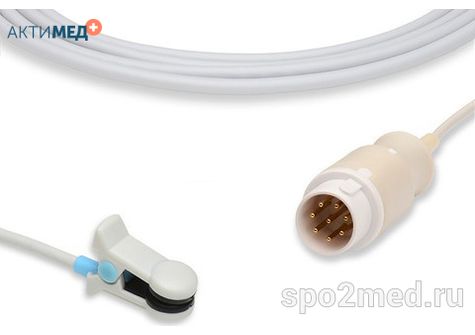 Датчик пульсоксиметрический для подключения пациента к монитору, многоразовый, MEK, взрослый (более 40кг), тип "ушной",  длина кабеля 3.0м, междун. марк: U910-56