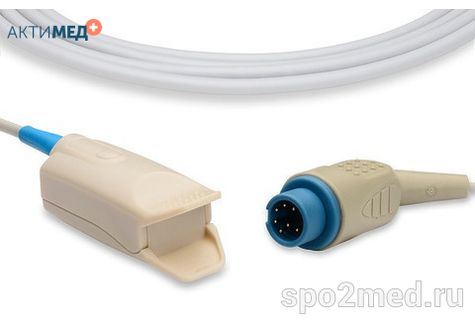 Датчик пульсоксиметрический для подключения пациента к монитору, многоразовый, Mindray, взрослый (более 40кг), тип "клипса",  длина кабеля 3.0м, междун. марк: U410-48