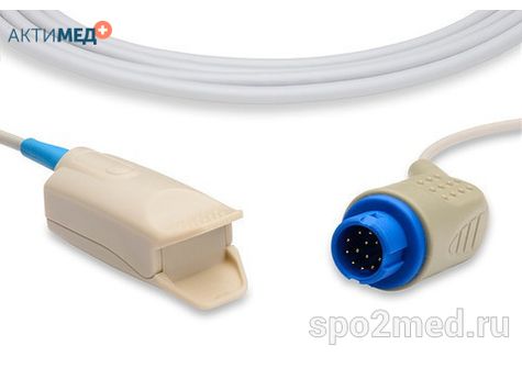 Датчик пульсоксиметрический для подключения пациента к монитору, многоразовый, Philips, взрослый (более 40кг), тип "клипса",  длина кабеля 3.0м, междун. марк: U410-20