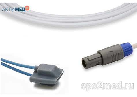 Датчик пульсоксиметрический для подключения пациента к монитору, многоразовый, Guoteng, детский (3 - 15кг), тип "мягкий, силиконовый",  длина кабеля 3.0м, междун. марк: U210S-179