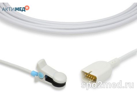 Датчик пульсоксиметрический для подключения пациента к монитору, многоразовый, Nihon Kohden, взрослый (более 40кг), тип "ушной",  длина кабеля 1.5м, междун. марк: U905-16