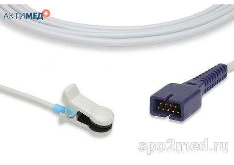 Датчик пульсоксиметрический для подключения пациента к монитору, многоразовый, Nellcor Oximax, взрослый (более 40кг), тип "ушной",  длина кабеля 1.1м, междун. марк: U903-01P