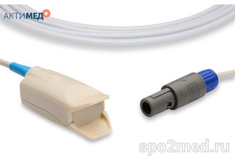 Датчик пульсоксиметрический для подключения пациента к монитору, многоразовый, Goldway, взрослый (более 40кг), тип "клипса",  длина кабеля 3.0м, междун. марк: U410-37
