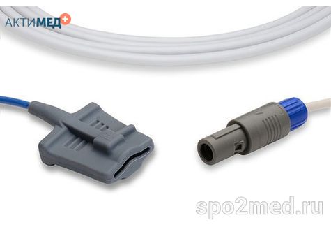 Датчик пульсоксиметрический для подключения пациента к монитору, многоразовый, Guoteng, взрослый (более 40кг), тип "мягкий, силиконовый",  длина кабеля 3.0м, междун. марк: U410S-179